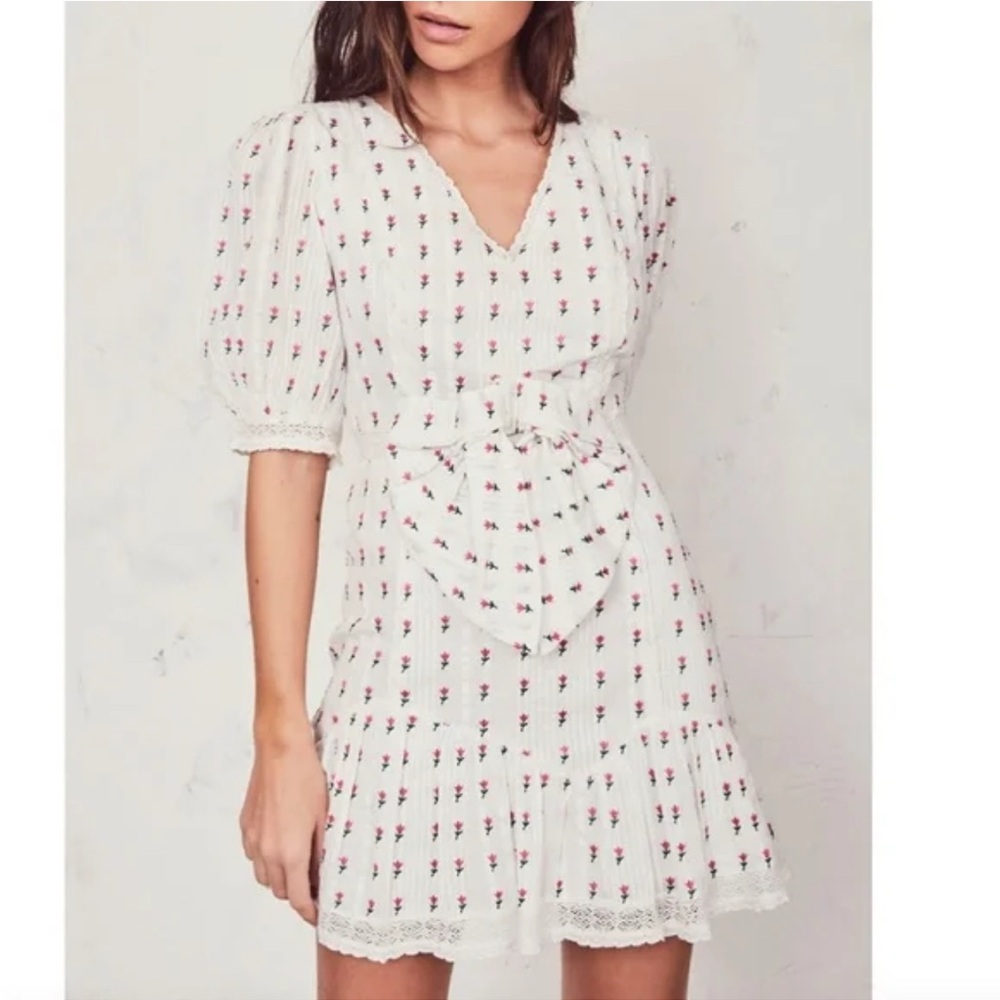 LoveShackFancy Lena  White Dress with Bow Detail